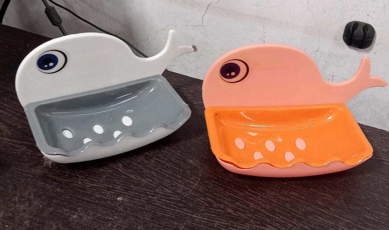 Fish-shaped wall soap holder, double layer, waterproof design Fish-shaped wall soap holder, double layer, waterproof design